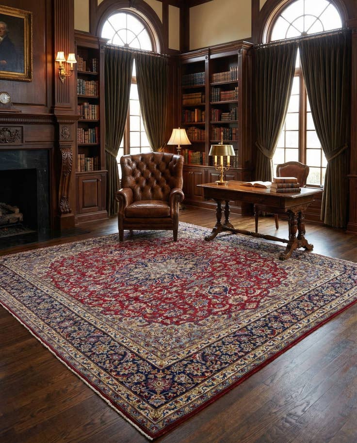 Detail image of 9' 6 x 13' 6 Hand Knotted Isfahan Persian Wool Rug