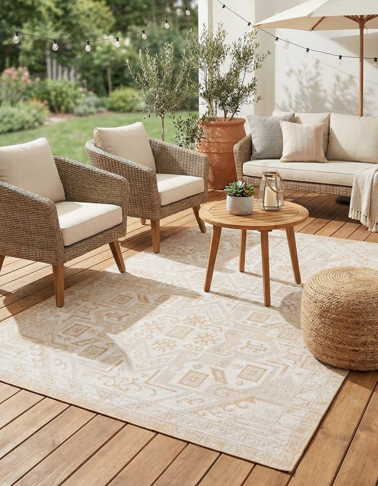 Detail image of  7' x 10'  Washable Aztec Indoor / Outdoor Rug