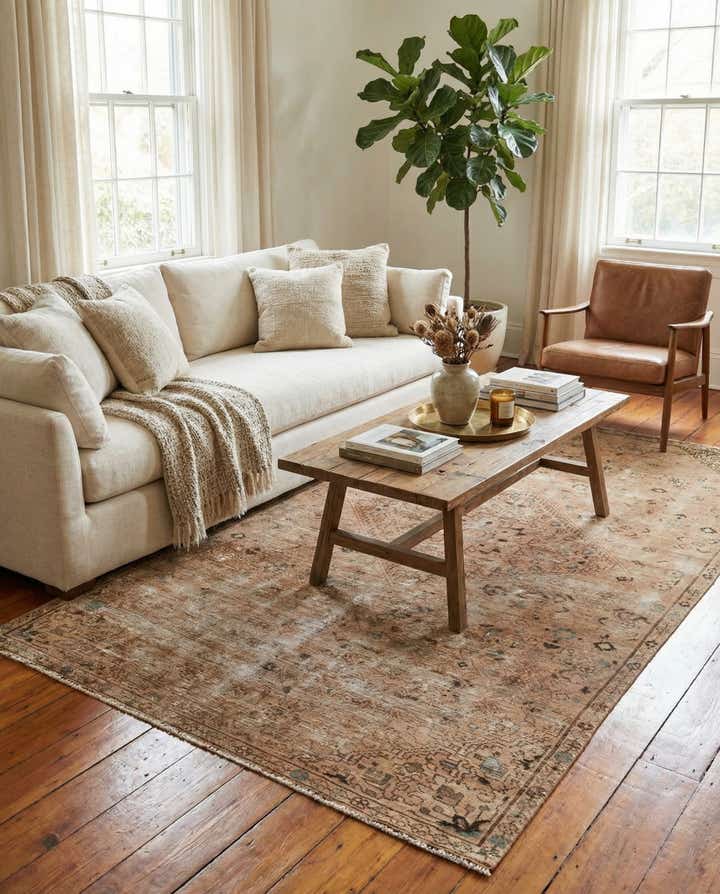 4' 7 x 8' 8 Hand Knotted Ultra Vintage Persian Wool Rug