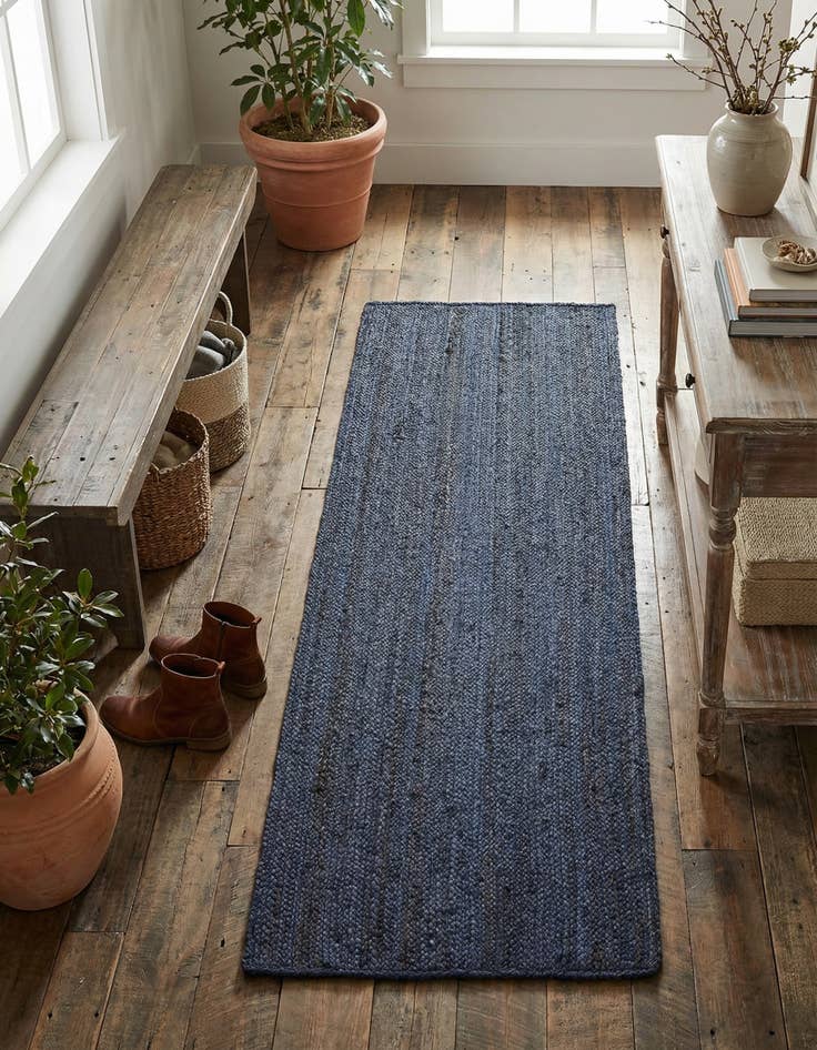 Detail image of 2' 7 x 6' 1  Hand Braided Jute Runner Rug