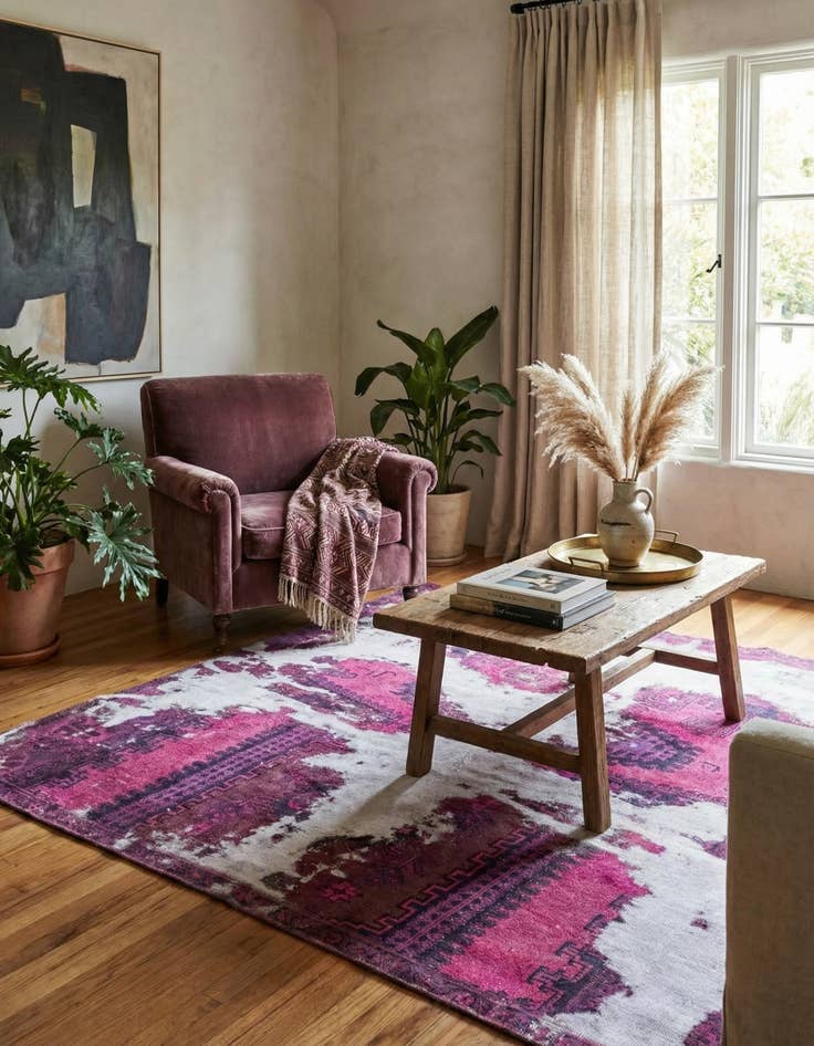 Detail image of 6' x 6' 7  Hand Knotted Ultra Vintage Persian Wool Square Rug