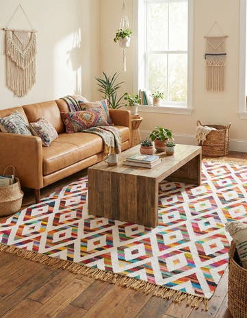 8' x 11' Hand Woven Chindi Trellis Rug