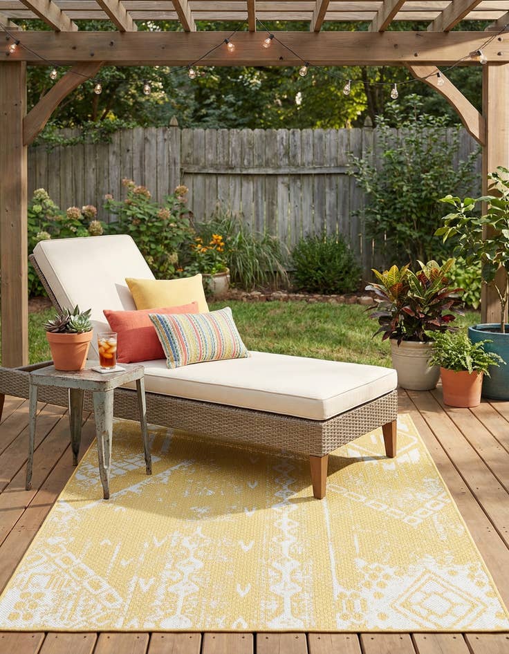 Detail image of 4' x 6'  Washable Bohemian Indoor / Outdoor Rug