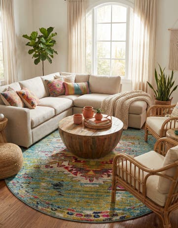 8' x 8' Washable Carnevale Round Rug