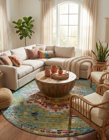 8' x 8' Washable Carnevale Round Rug