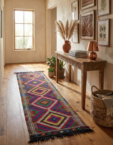 2' 3 x 8' 6 Hand Knotted Kilim Fars Persian Wool Runner Rug