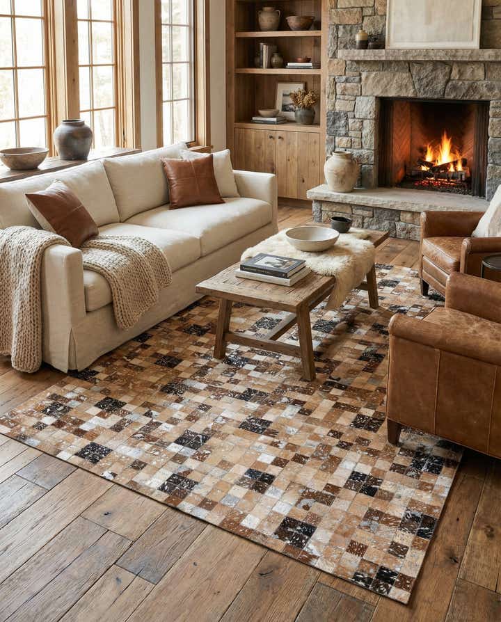 5' 3 x 7' 6 Cowhide Stocks Rug