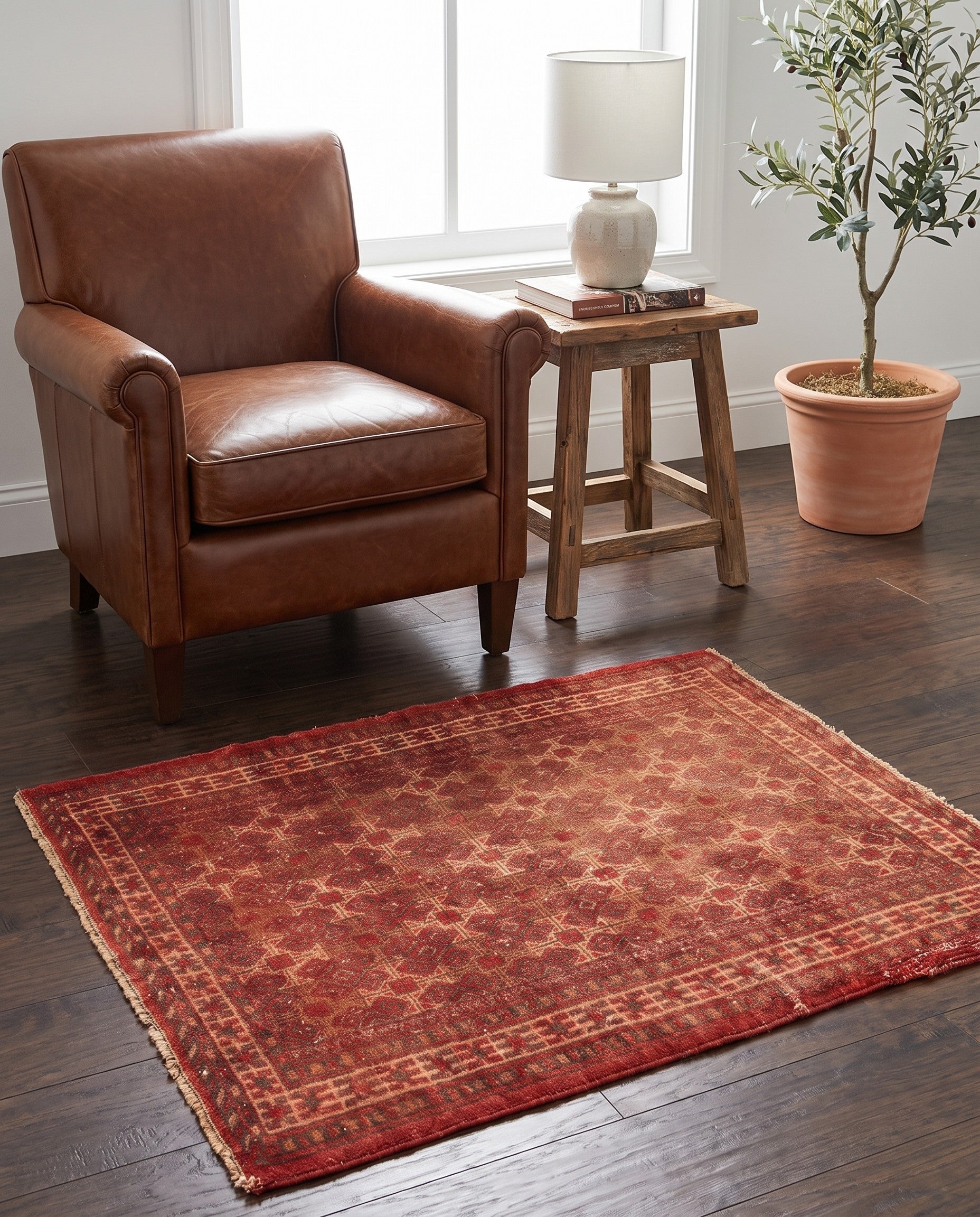 3' 3 x 3' 9 Hand Knotted Ultra Vintage Persian Wool Rug