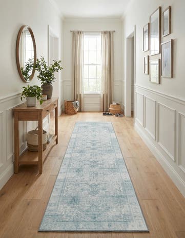 Ivory Washable Timeless Runner Rug