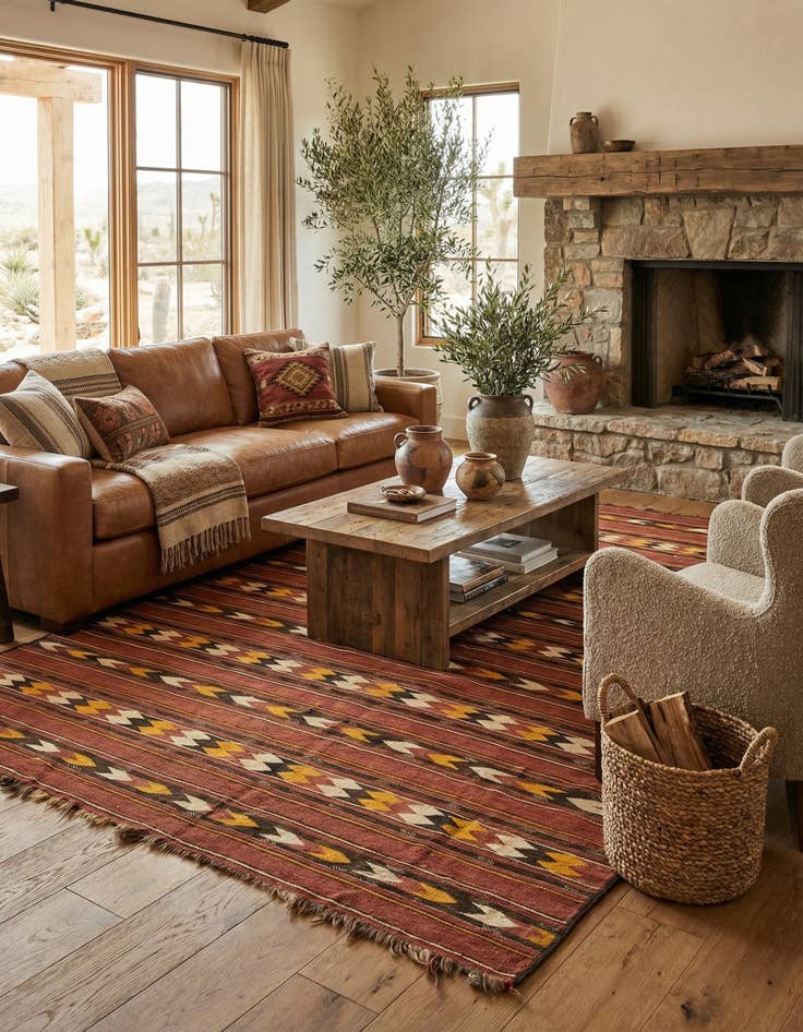 Detail image of 5' 8 x 9'  Hand Woven Kilim Fars Wool Rug