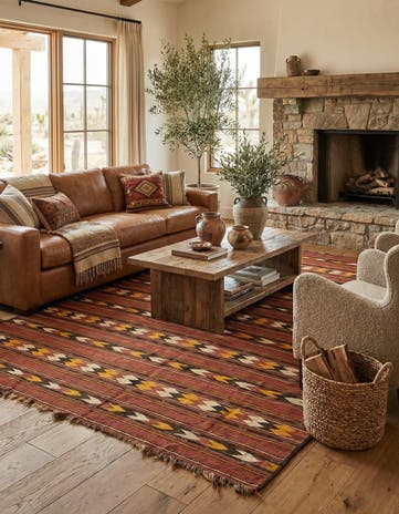 5' 8 x 9' Hand Woven Kilim Fars Wool Rug