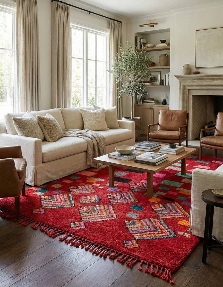 Detail image of 6' 10 x 10'  Hand Knotted Moroccan Wool Rug