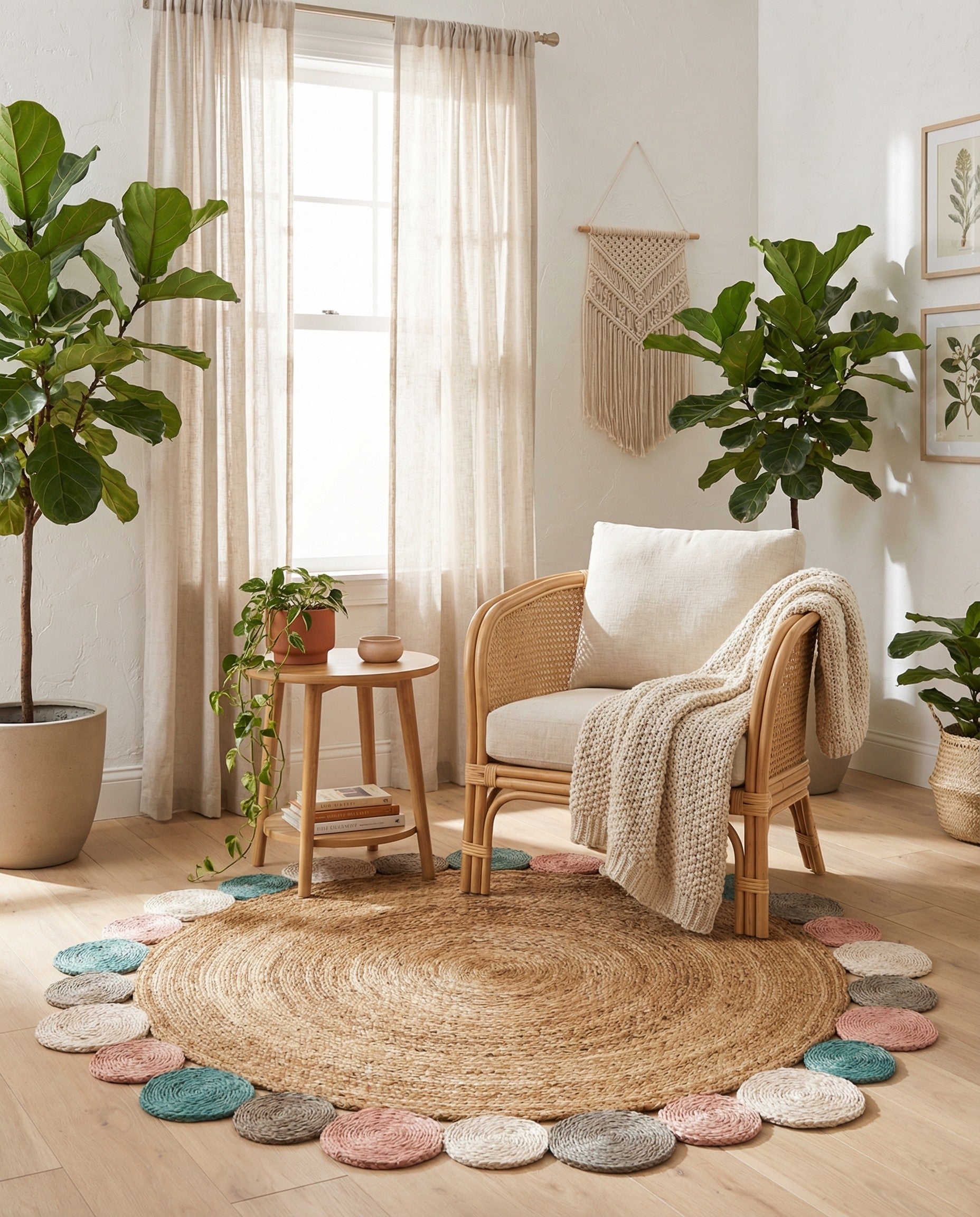  5' 1 x 5' 1 Braided Jute Round Rug