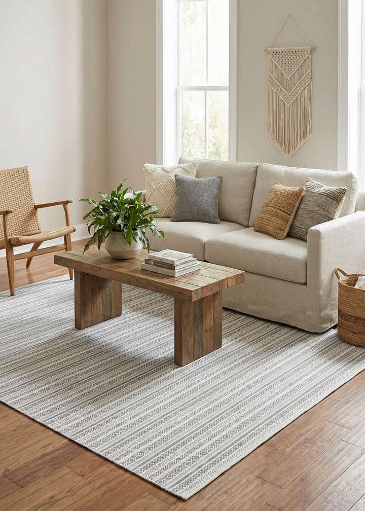 7' 10 x 11' Easy-Clean Striped Indoor / Outdoor Rug