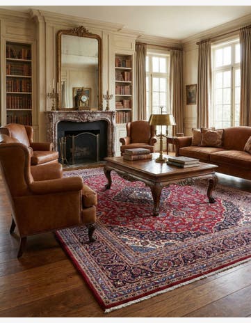 9' 8 x 13' Hand Knotted Kashan Persian Wool Rug