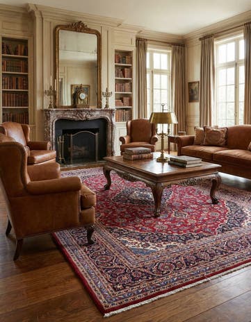 9' 8 x 13' Hand Knotted Kashan Persian Wool Rug