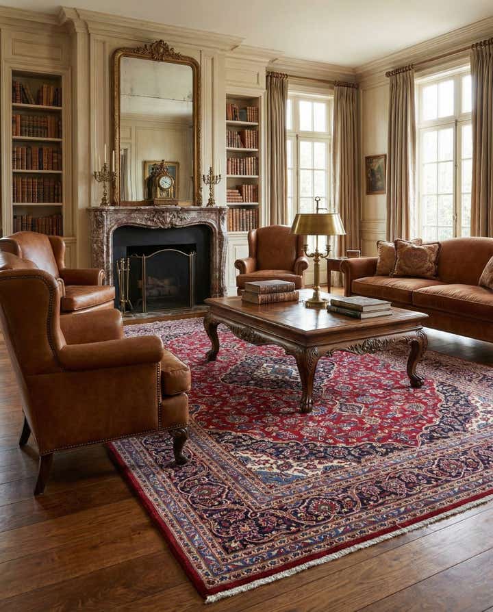 9' 8 x 13' Hand Knotted Kashan Persian Wool Rug