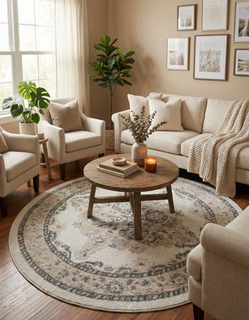 Ivory Parker Round Rug