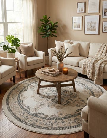 Ivory Parker Round Rug