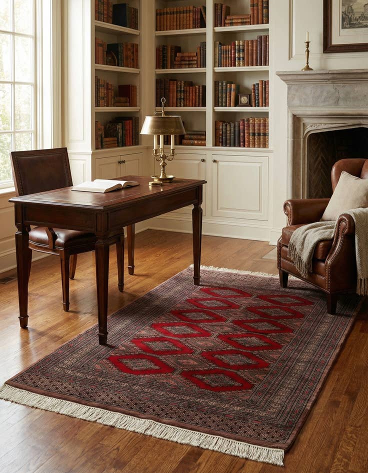 Detail image of 4' 1 x 5' 8 Hand Knotted Bokhara Oriental Wool Rug