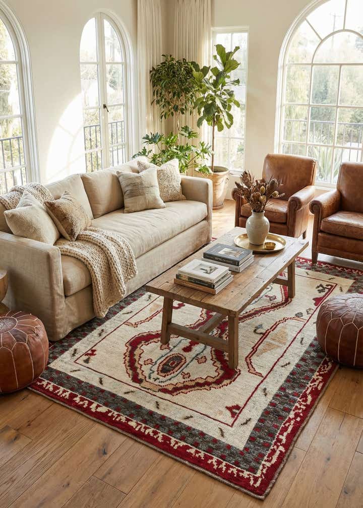 6' 7 x 9' Hand Knotted Moroccan Wool Rug