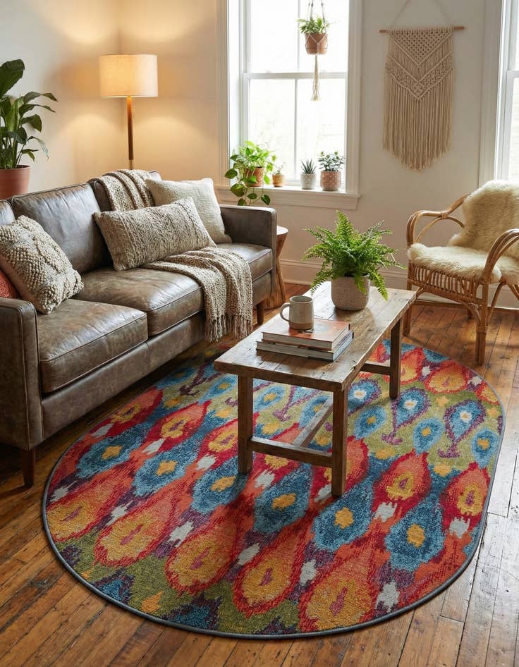 Detail image of 4' x 6' Easy-Clean Modern Indoor / Outdoor Oval Rug