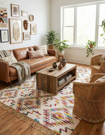 9' x 12' Hand Woven Chindi Trellis Rug