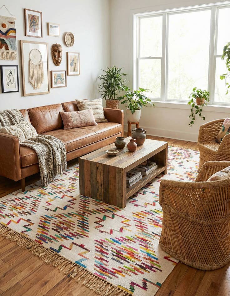 Detail image of  9' x 12'  Hand Woven Chindi Trellis Rug