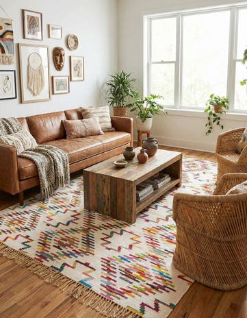 9' x 12' Hand Woven Chindi Trellis Rug