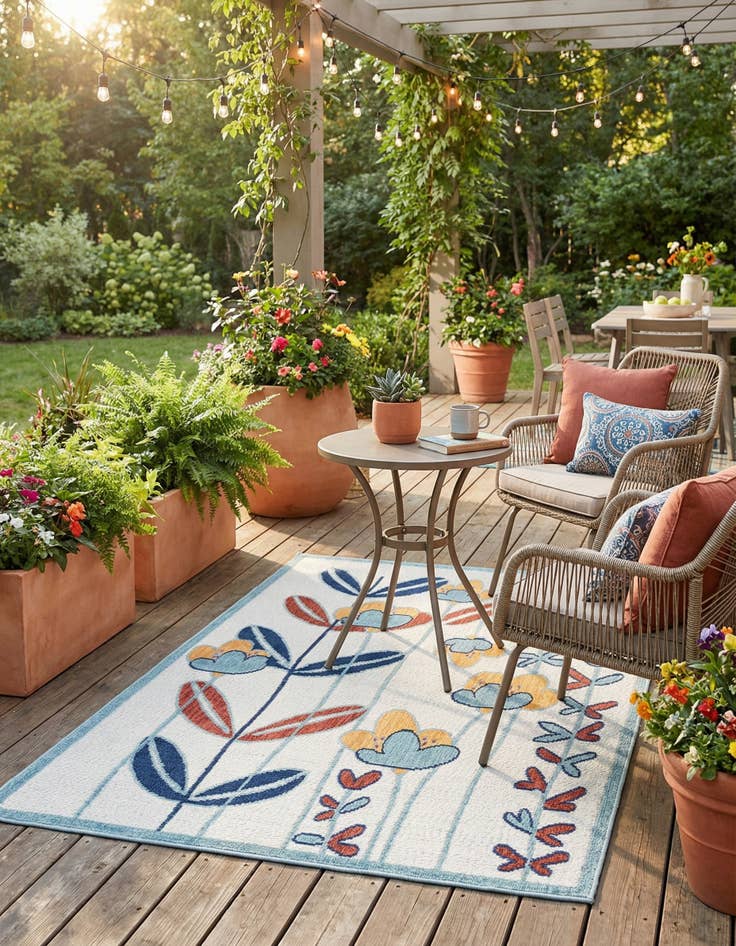 Detail image of  5' x 7' 7  Washable  Indoor / Outdoor Rug