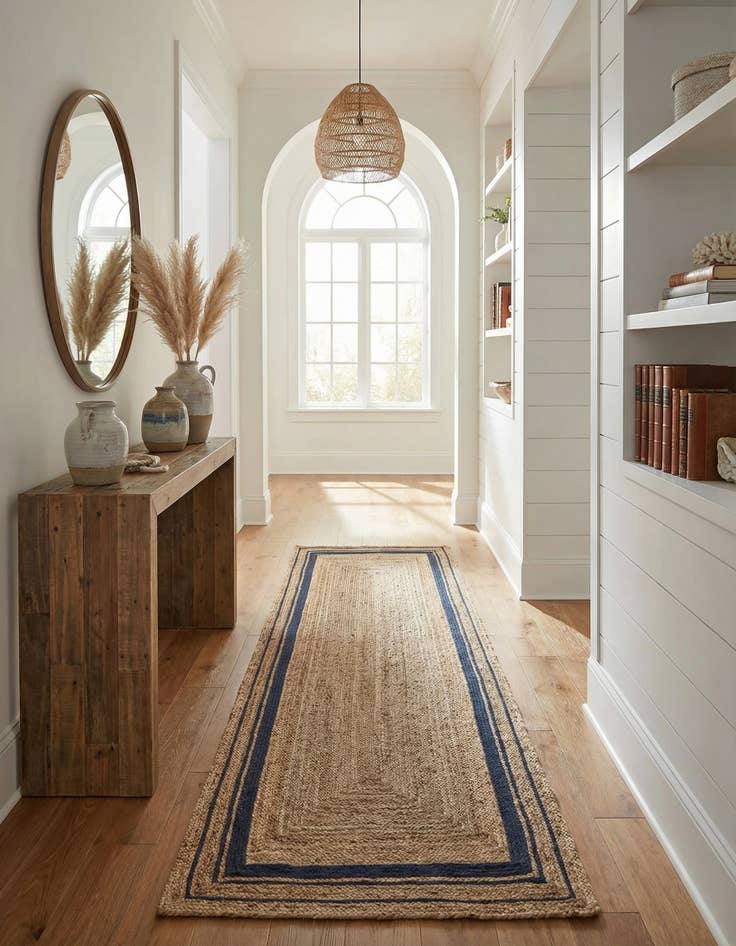 Detail image of 4' 3 x 9' 1  Hand Braided Jute Runner Rug