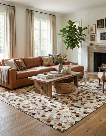 5' 1 x 8' Cowhide Leather Rug