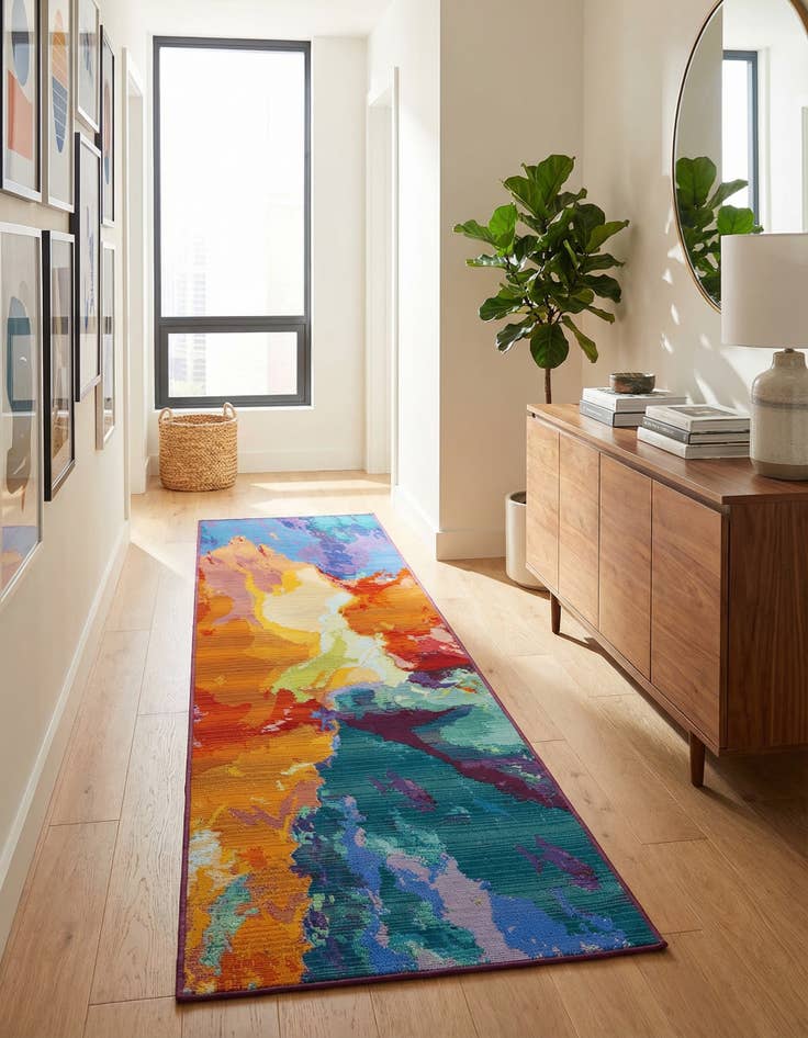 Detail image of 2' x 8'  Washable Modern Indoor / Outdoor Runner Rug