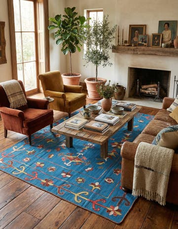 5' 10 x 7' 10 Hand Woven Kilim Suzani Wool Rug