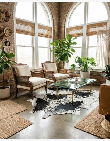 7' 3 x 7' 4 Cowhide Leather Square Rug