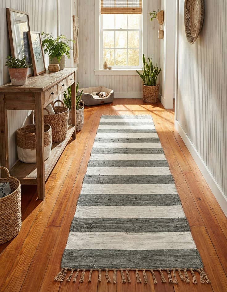 Detail image of  2' 6 x 16' 5  Hand Woven Chindi Rag Runner Rug