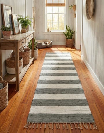 2' 6 x 16' 5 Hand Woven Chindi Rag Runner Rug