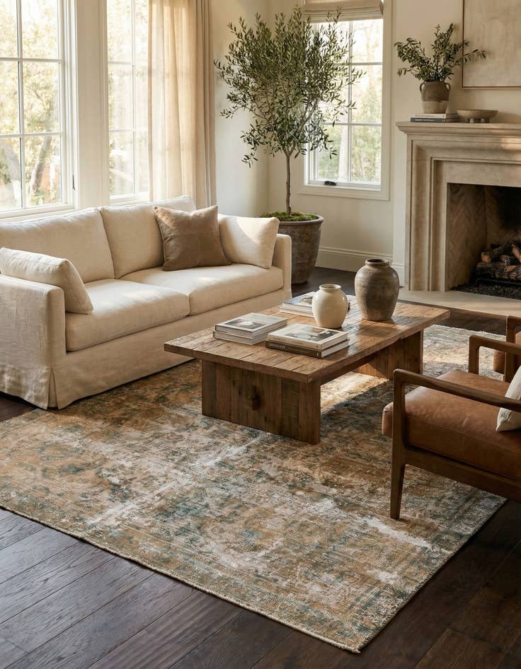 Detail image of  6' x 9' 8  Hand Knotted Ultra Vintage Persian Wool Rug