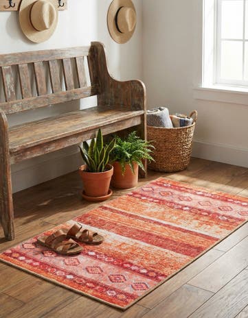 Rust Red Washable Timeless Rug
