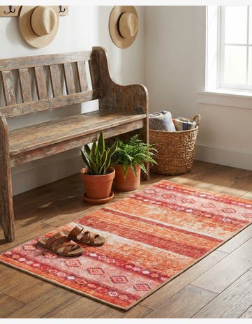 Rust Red Washable Timeless Rug