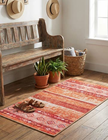 Rust Red Washable Timeless Rug