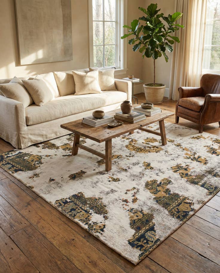 Detail image of 235cm x 255cm Hand Knotted Ultra Vintage Persian Wool Square Rug