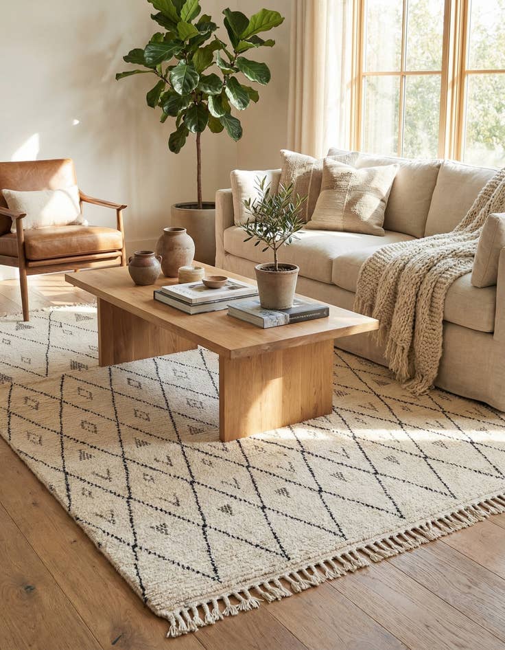 Detail image of 5' 11 x 9' 6  Hand Knotted Moroccan Wool Rug