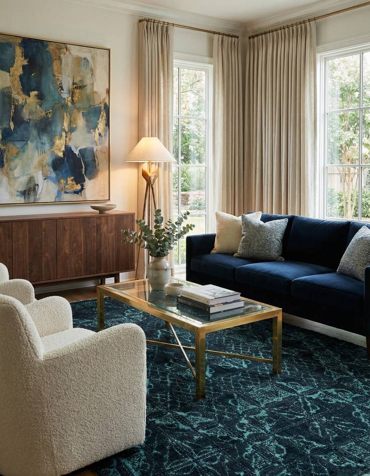 Detail image of  4' 9 x 7' 9  Hand Knotted Darya Rug