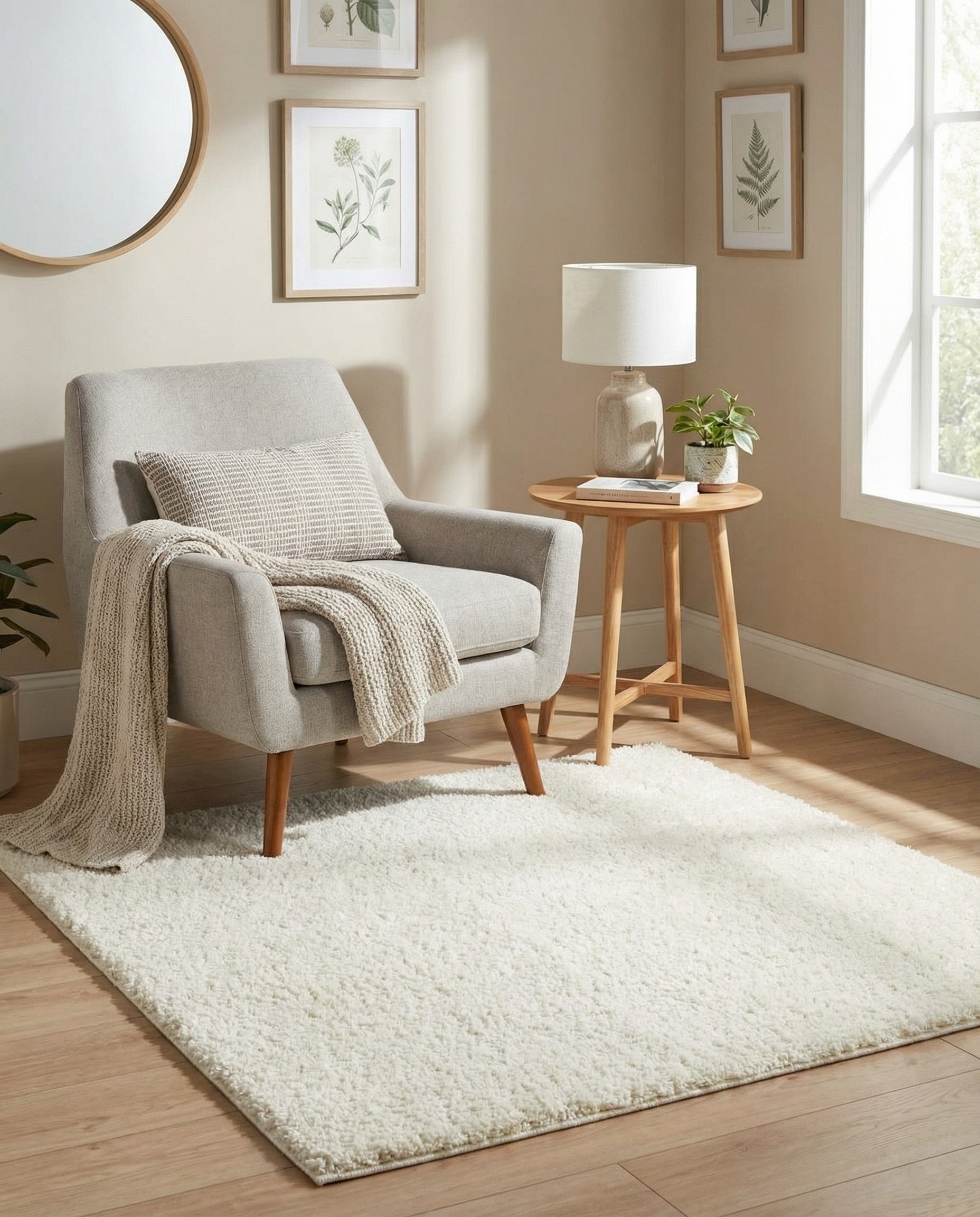  4' x 4' Soft Solid Shag Square Rug