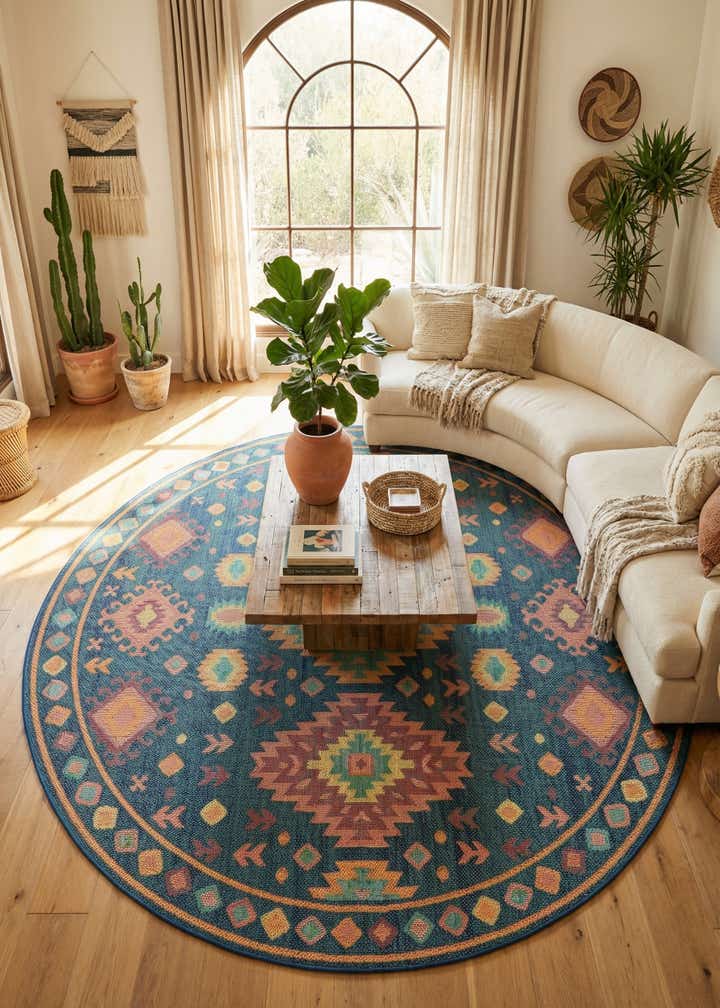 10' x 10' Easy-Clean Baja Indoor / Outdoor Round Rug