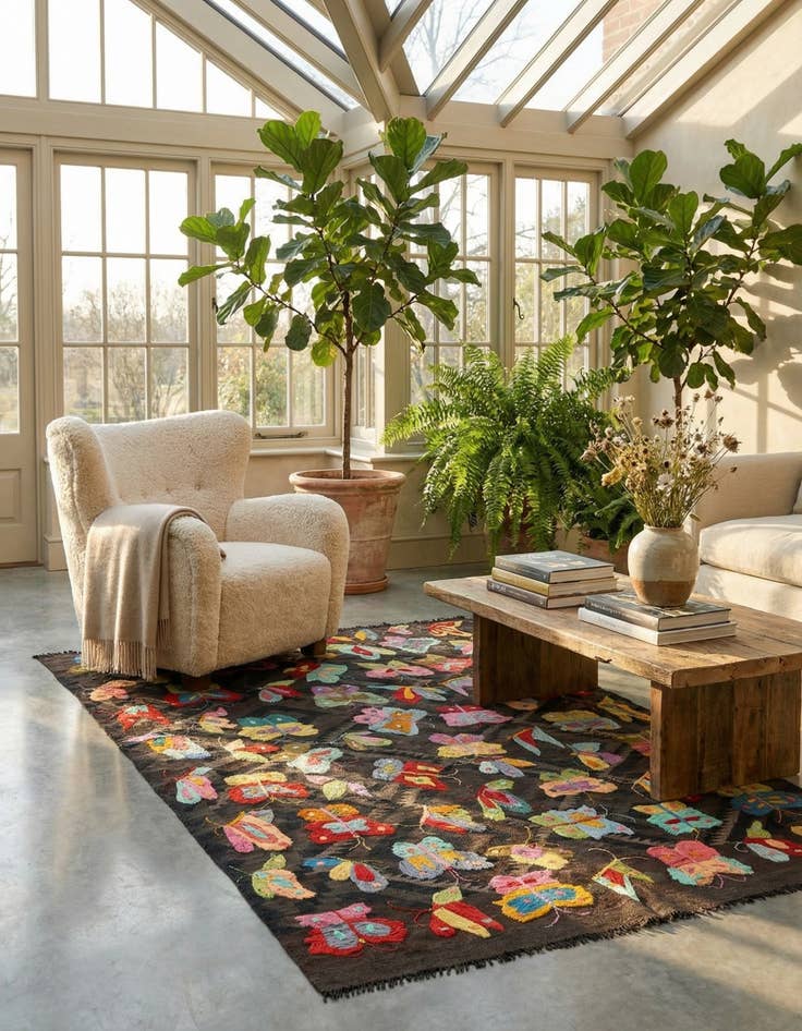 Detail image of 5' 4 x 7' 8  Hand Woven Kilim Suzani Wool Rug