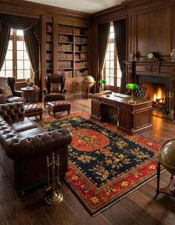 6' 1 x 9' 5 Hand Knotted Ghom Persian Wool Rug