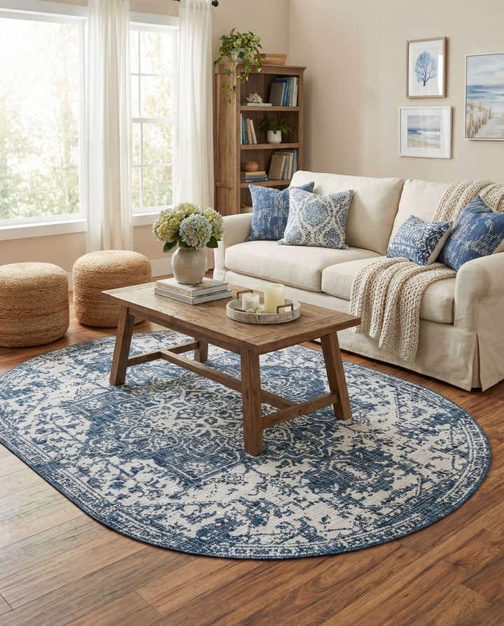 5' 3 x 8' Easy-Clean Jill Zarin Dubai Indoor / Outdoor Oval Rug
