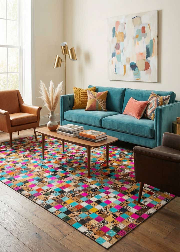 5' x 8' Cowhide Leather Rug